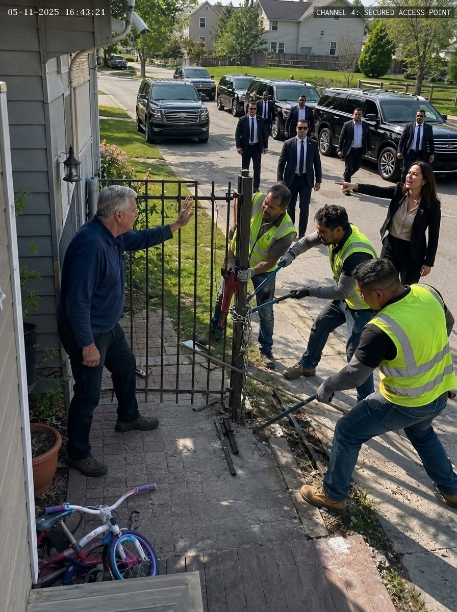 Trzydziestu strażników wspólnoty mieszkaniowej próbowało wyważyć moją prywatną bramę — po czym pięć czarnych SUV-ów przyjechało bezszelestnie