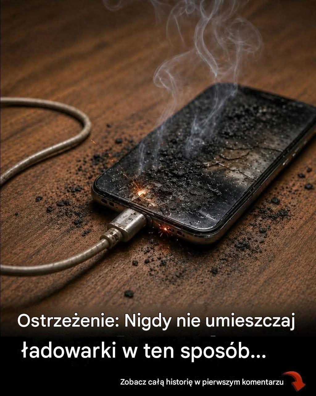 Nie zostawiaj ładowarki telefonu podłączonej do prądu
