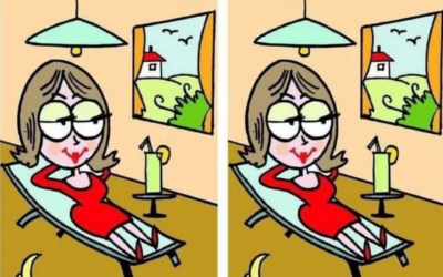 Znajdź 1 różnicę: zrelaksowana dziewczynka i śpiący pies.