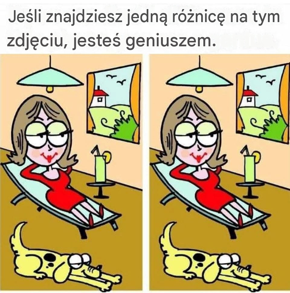 Znajdź 1 różnicę: zrelaksowana dziewczynka i śpiący pies.
