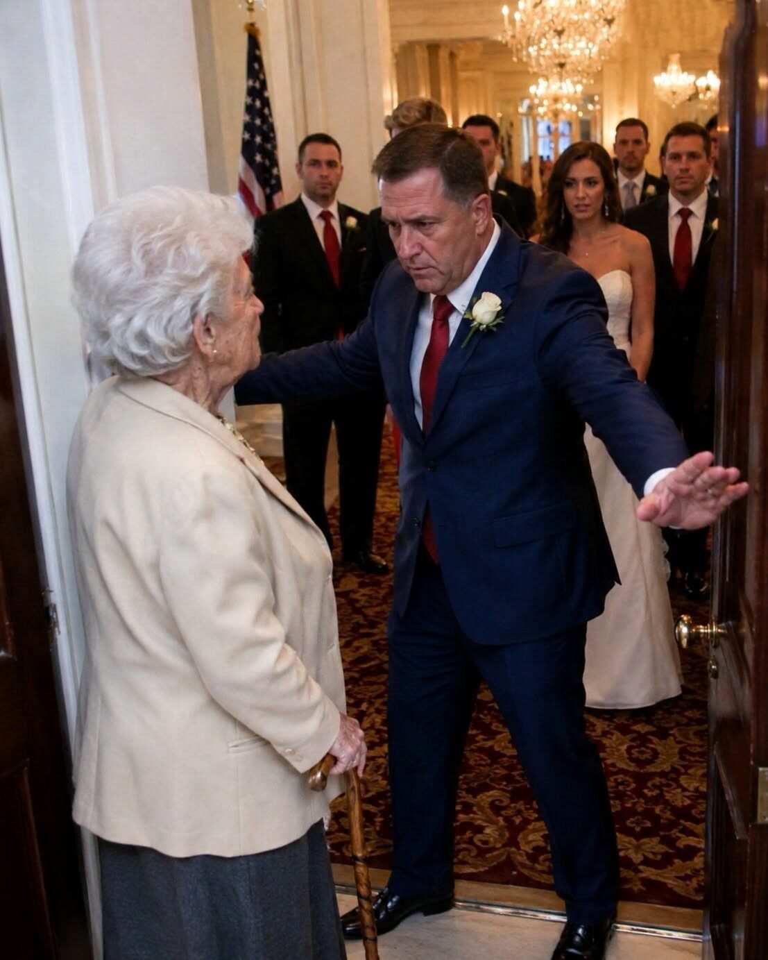 Poszedłem na ślub mojej wnuczki. Tuż przy wejściu syn zatrzymał mnie i powiedział: „Mamo, twojego nazwiska nie ma na liście”. Stało tam dwustu gości i wszyscy patrzyli na mnie. Odpowiedziałem: „W porządku, synu”. Potem odwróciłem się, wróciłem do domu i zadzwoniłem do mojego prawnika. Następnego ranka list został wysłany prosto do jego domu.