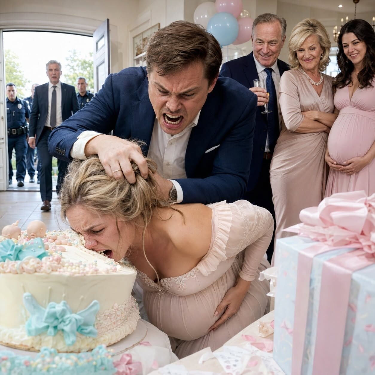Byłam w ósmym miesiącu ciąży z naszym ukochanym dzieckiem, kiedy mój mąż przyprowadził swoją 22-letnią kochankę na baby shower. Kiedy poprosiłam ich, żeby wyszli, uderzył mnie w brzuch, posyłając na stół z prezentami. „Ona jest w ciąży z prawdziwym dziedzicem, ty bezpłodna śmieciu” – zadrwił, a jego bogaci rodzice bili brawo. Leżałam na podłodze, trzymając się za bolący brzuch, gdy drzwi otworzyły się z hukiem i mój ojciec…