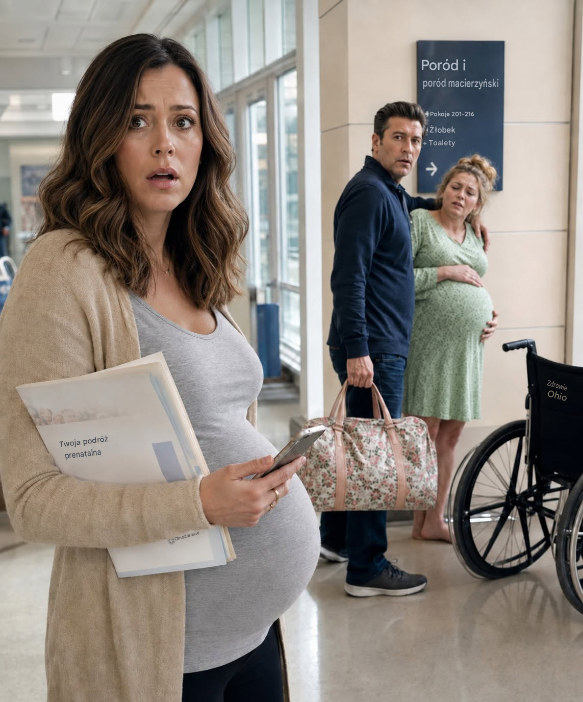 Mój mąż powiedział, że leci do Denver do pracy, więc poszłam sama na wizytę prenatalną. Czekając przed oddziałem położniczym, zobaczyłam go spieszącego korytarzem, obejmując jedną ręką ciężarną kobietę.