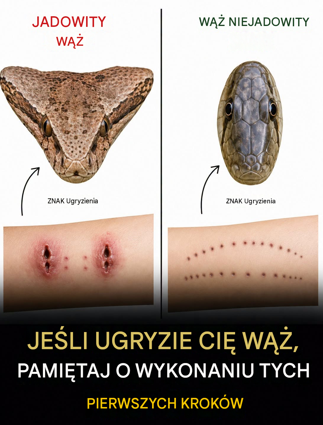 Jeśli ukąsi cię wąż, oto co powinieneś zrobić natychmiast