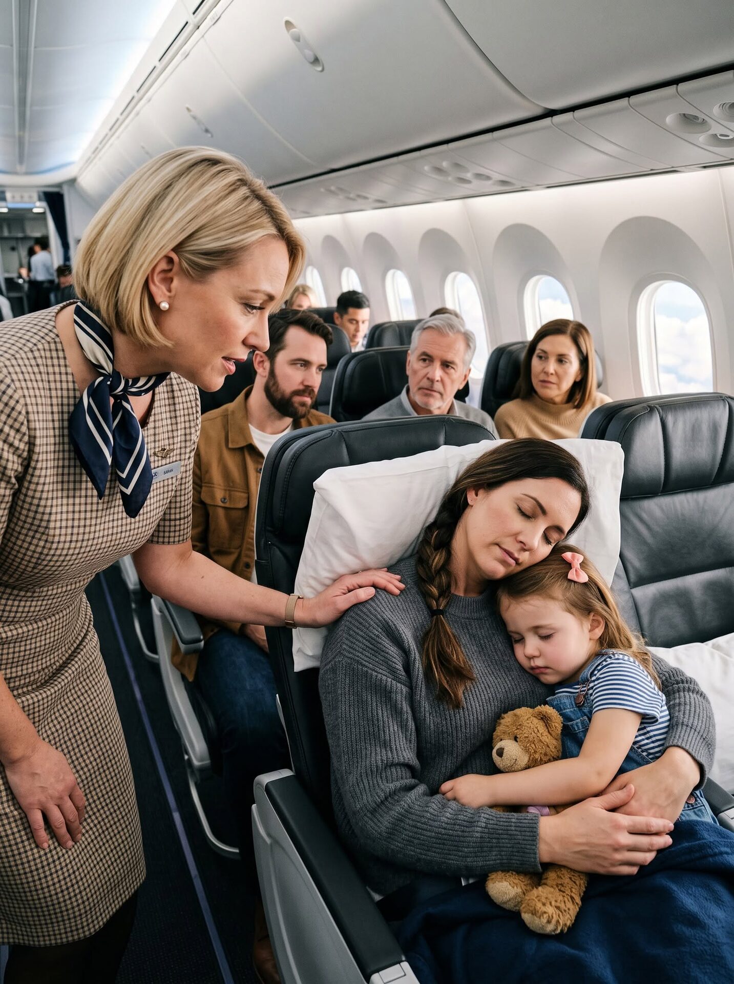 Samotna matka spała spokojnie na siedzeniu 8A, gdy nagle w interkomie rozległ się głos kapitana: „Czy na pokładzie jest pilot myśliwca?”