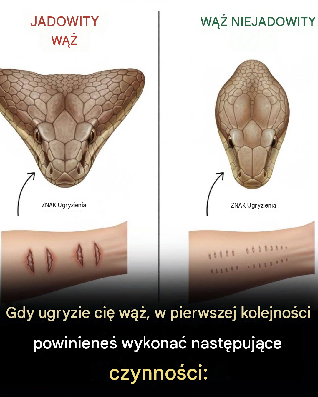 Co należy zrobić w pierwszej kolejności, jeśli ukąsi cię wąż