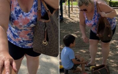 Myślałem, że starsza kobieta częstuje mojego syna słodyczami na placu zabaw – potem zobaczyłem, co jest w jej torbie