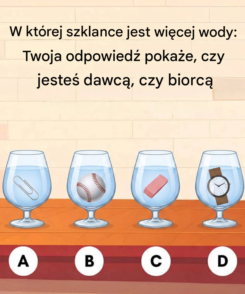 W której szklance jest więcej wody: Twoja odpowiedź pokaże, czy jesteś dawcą, czy biorcą