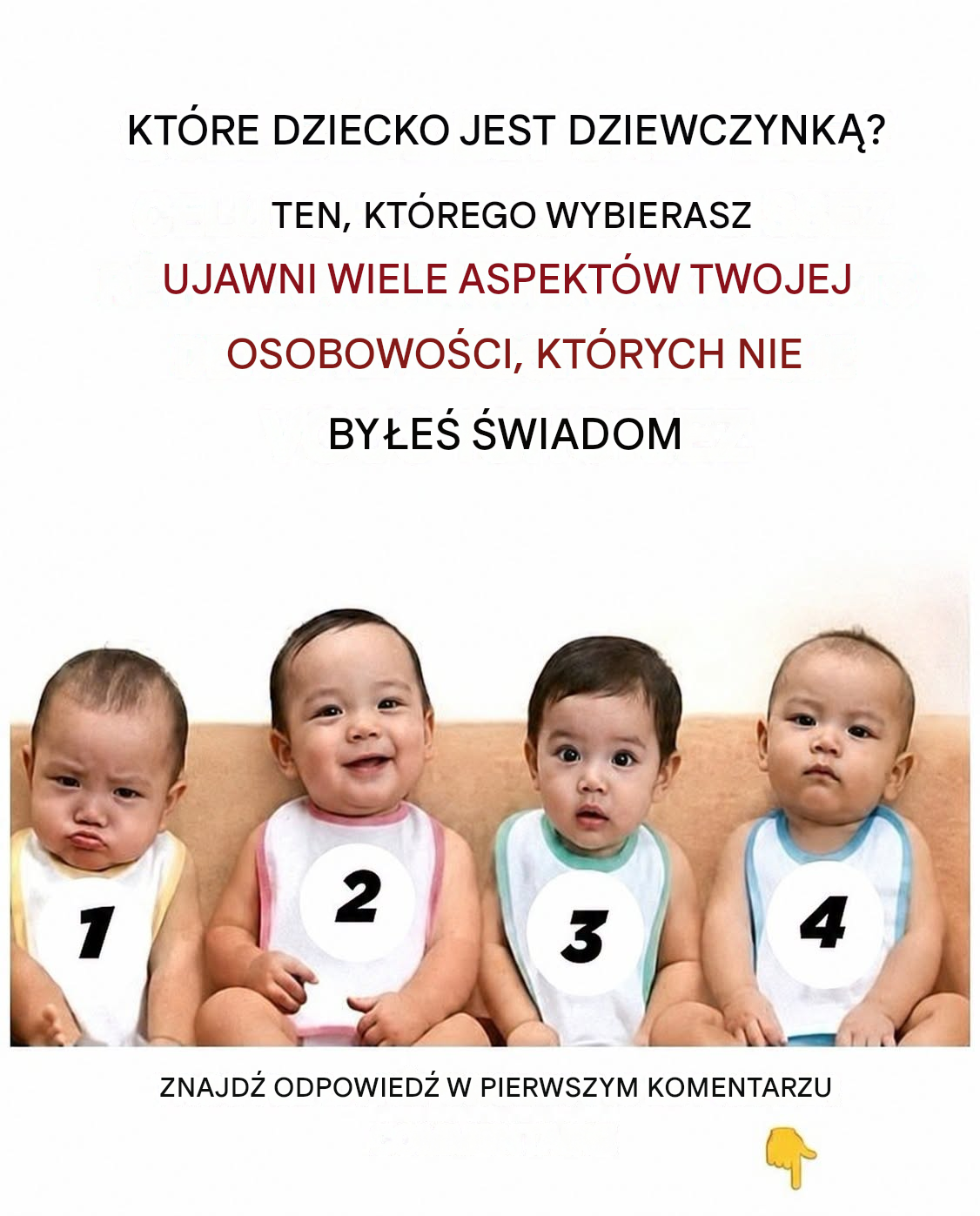 Wirusowy test psychologiczny: Które z tych 4 dzieci jest dziewczynką? Co twoja odpowiedź mówi o tobie?