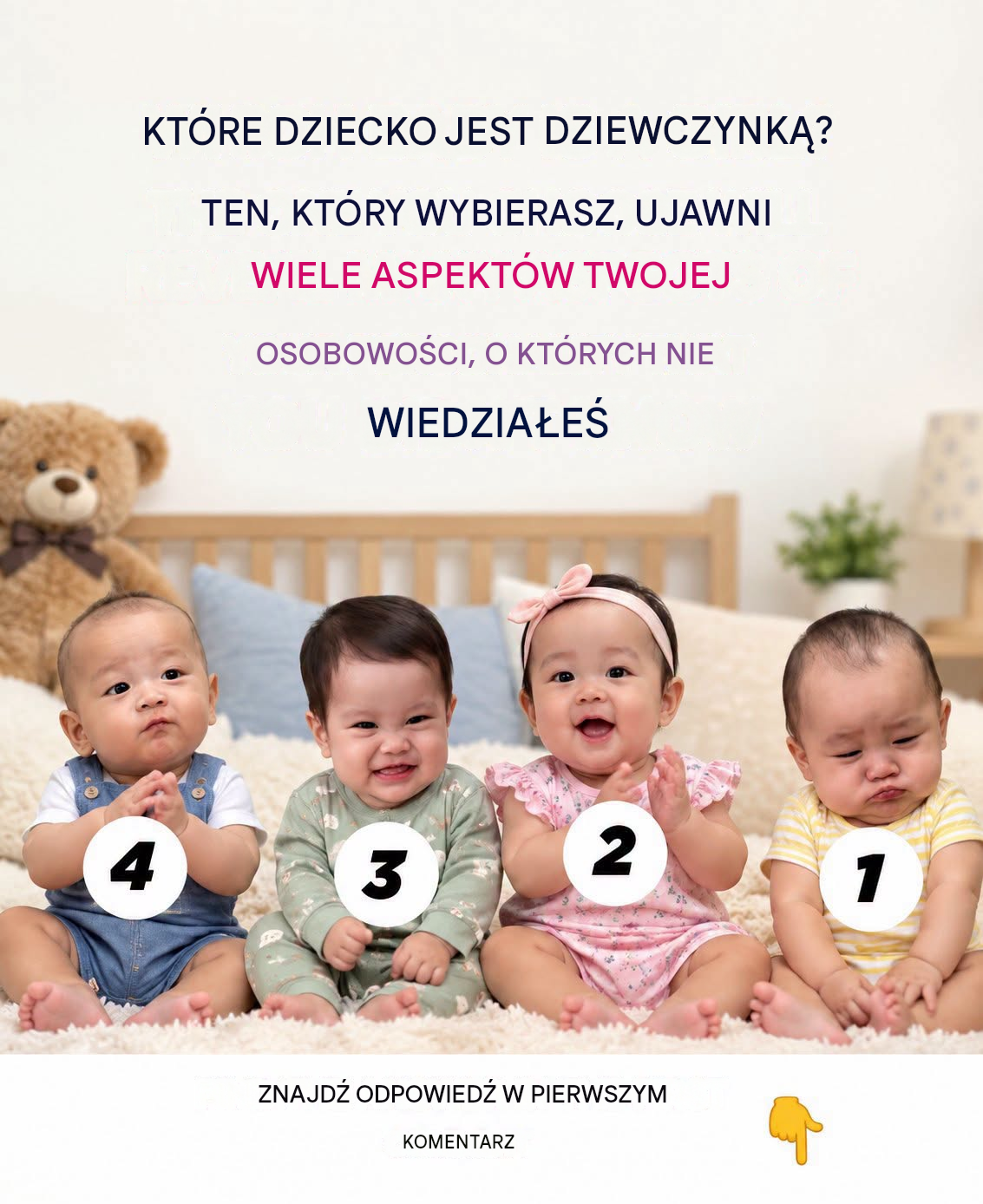 Test psychologiczny: Które z tych czterech dzieci jest dziewczynką?