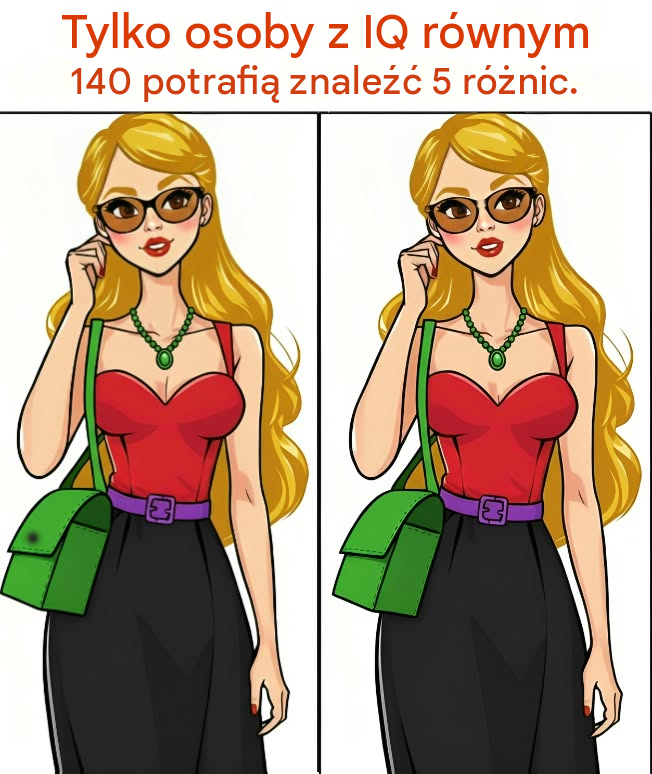 Tylko osoby z IQ równym 140 potrafią rozpoznać wszystkie 5 różnic.