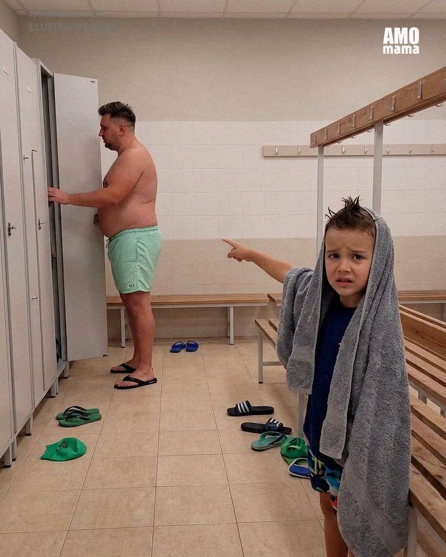 Mój syn wskazał na szafkę obcej osoby na basenie i szepnął: „Tato, on miał tam mamę” – sprawdziłam szafkę i zbladłam