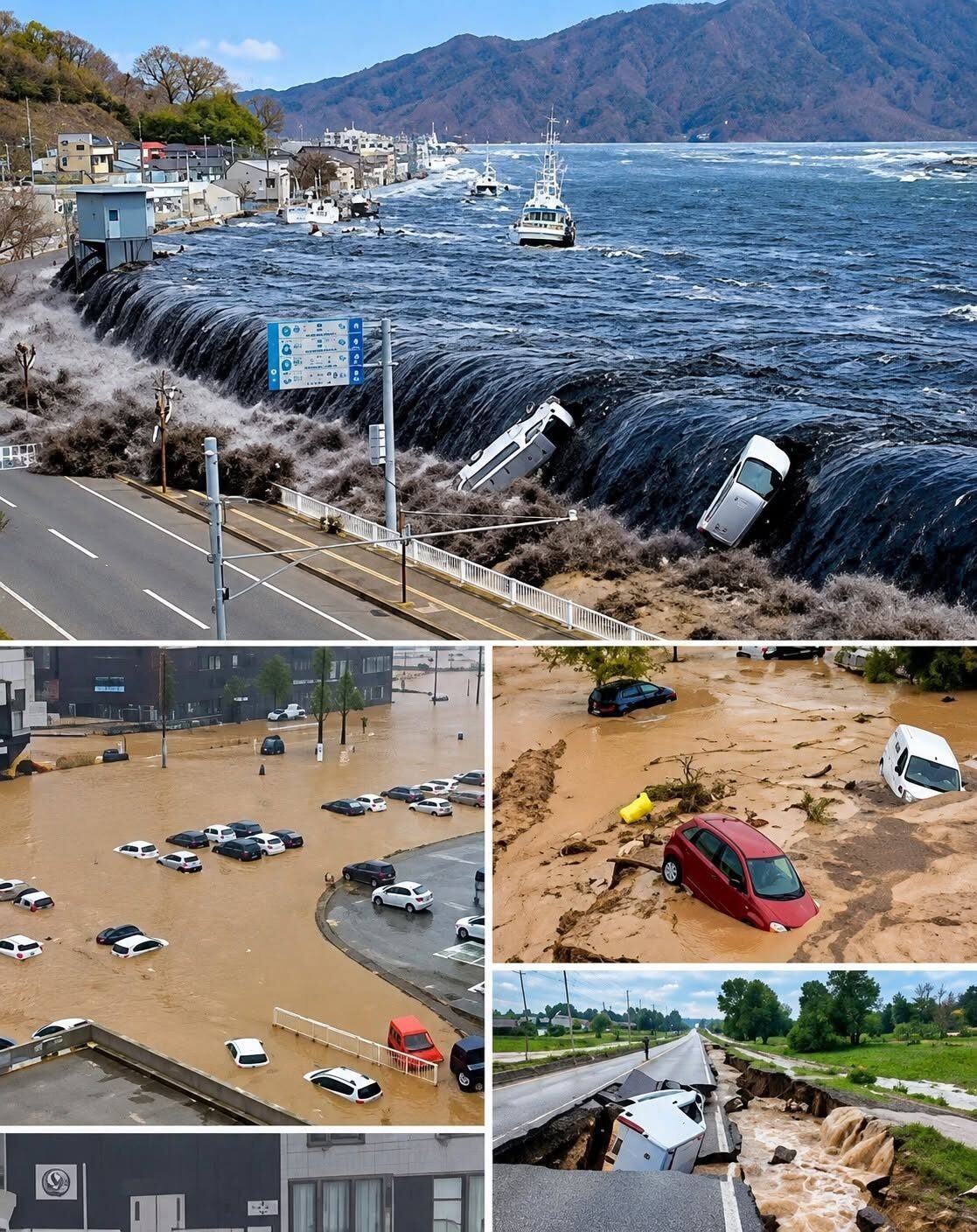 Potężne trzęsienie ziemi wywołuje tsunami, wysyłając fale na obszary przybrzeżne